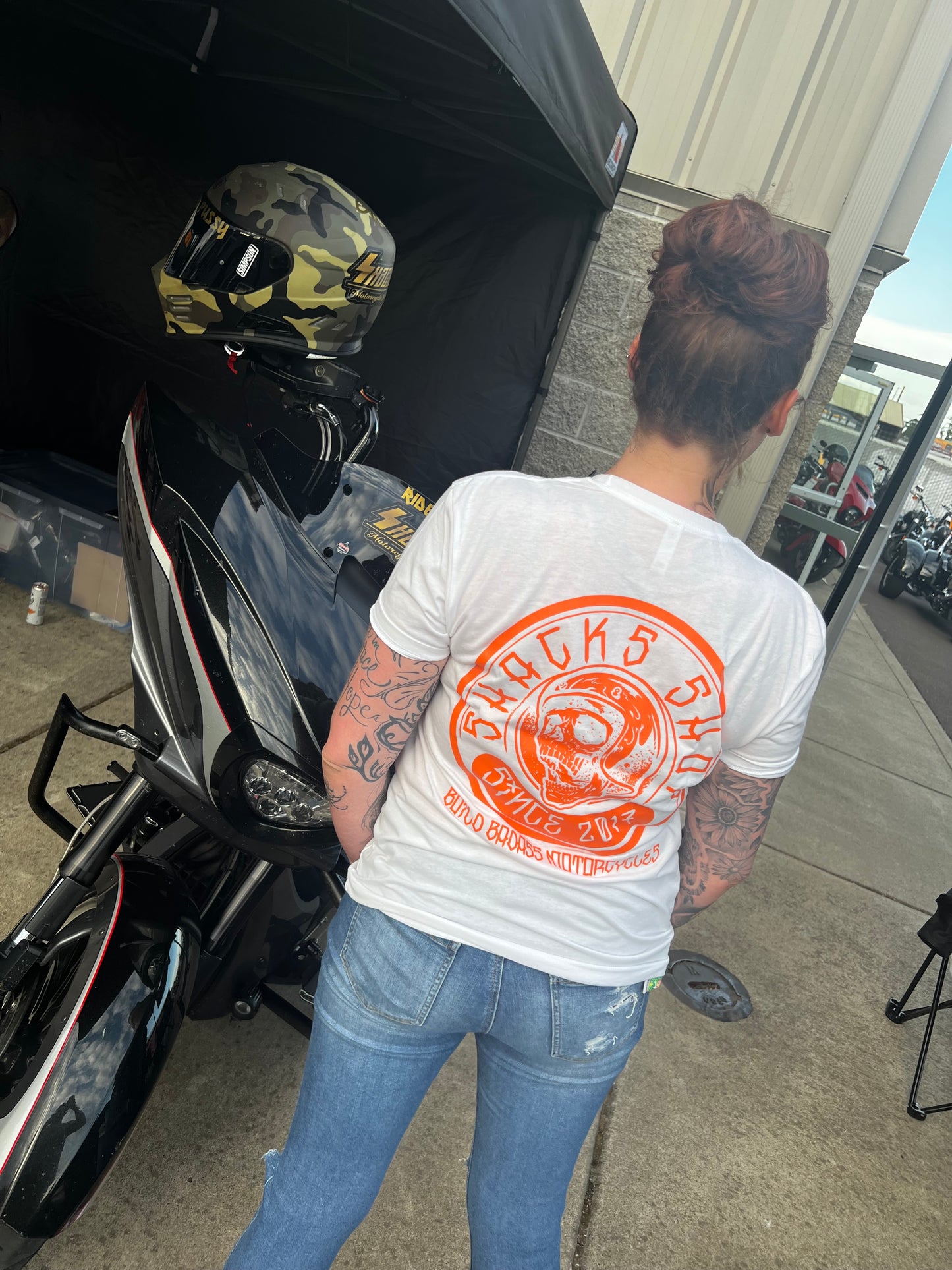 SS Orange Skull White Short Sleeve