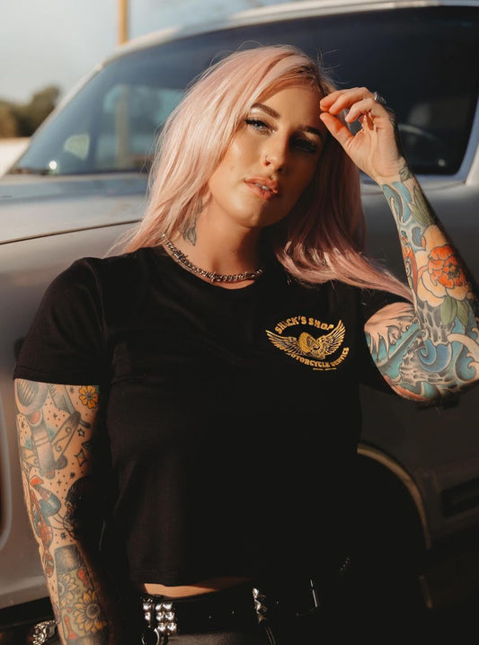 Women's Cropped Winged Tire T-shirt